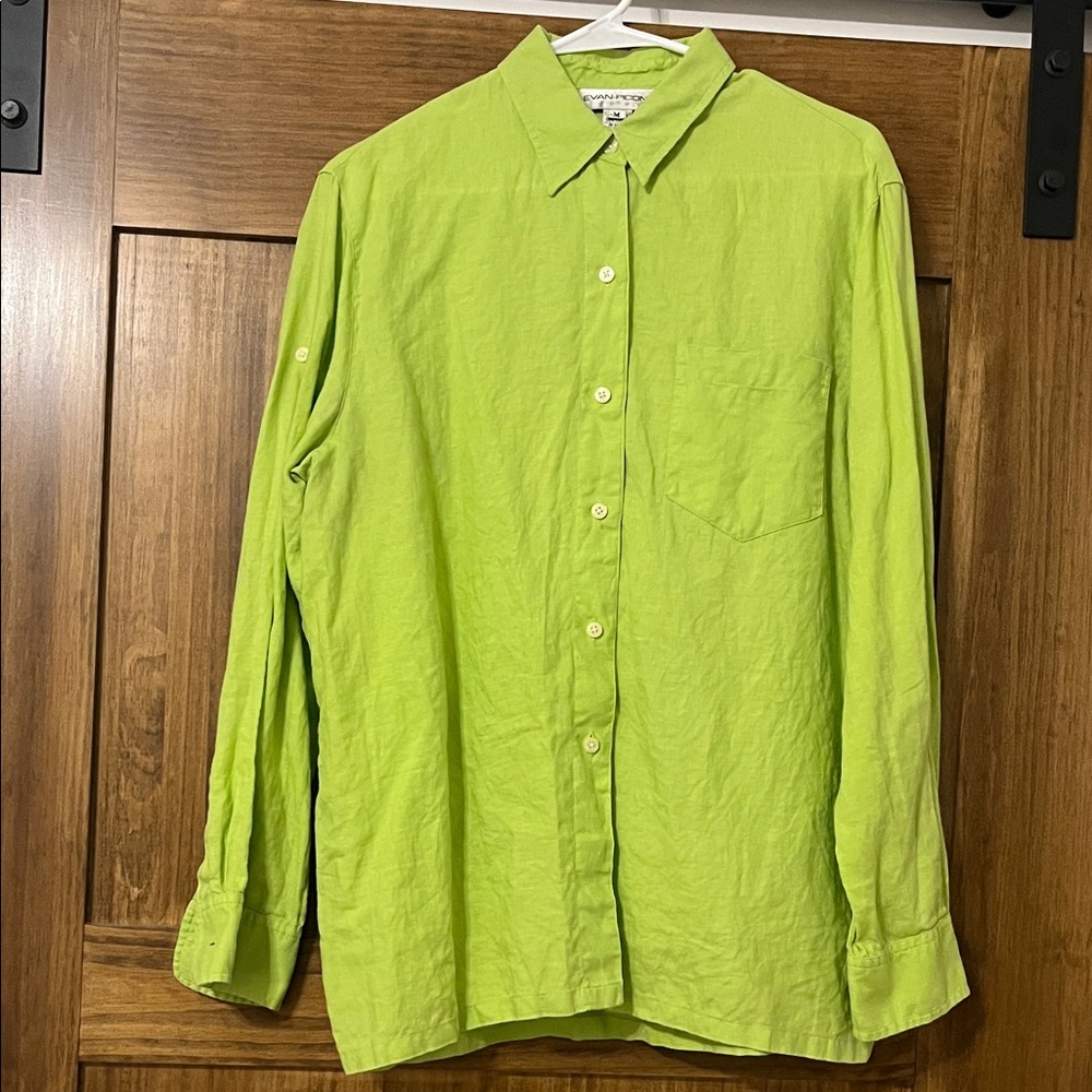 Evan Picone 100% Linen Button-Down Shirt